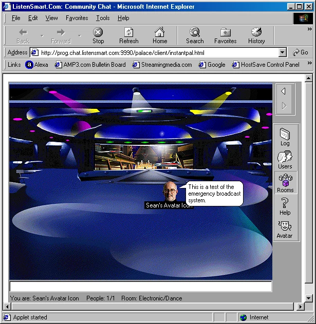 Screenshot from the 2000 business plan: Figure 9: Sample Avatar Chat Room (The Palace)
